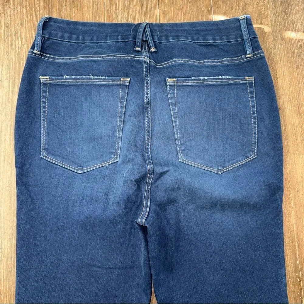 Good American Good Waist Skinny Jeans Raw Hem Plus Size Dark Blue - Picture 11 of 14